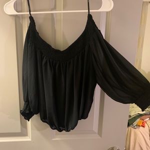 Black sheer off the shoulder 3/4 sleeve top